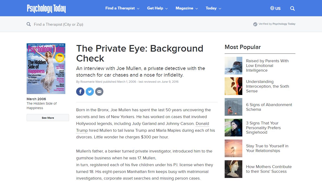 The Private Eye: Background Check | Psychology Today